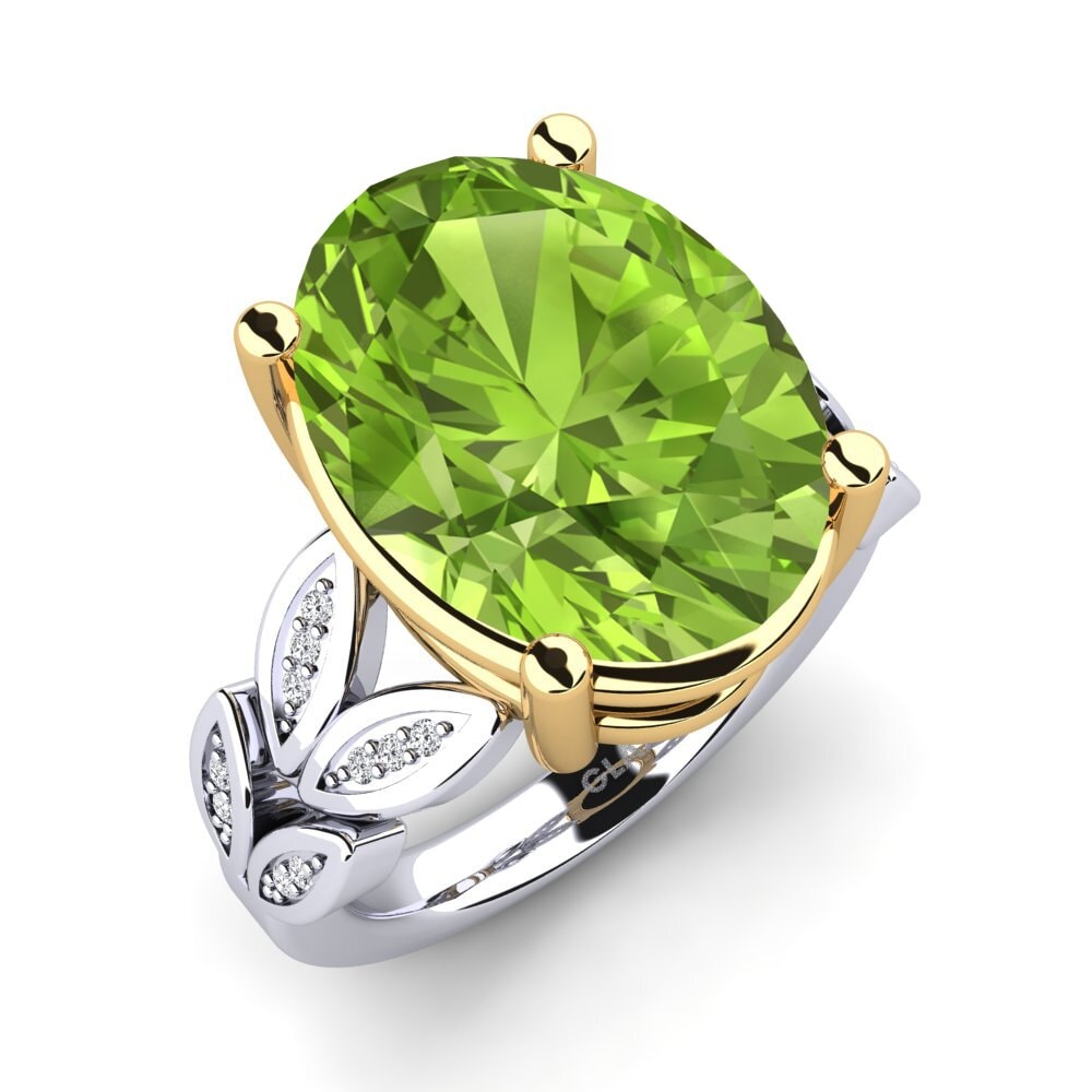 9k Oro Blanco & Amarillo Anillo Pamila