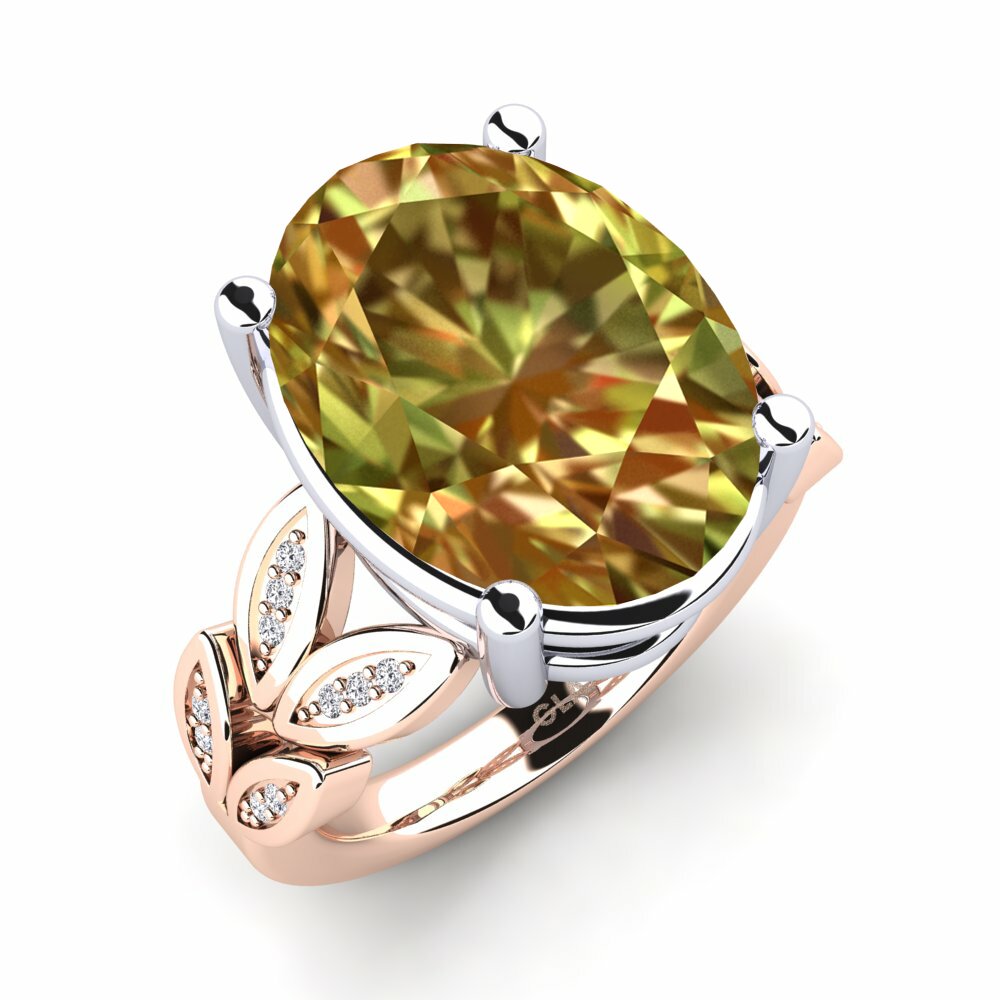 Or Rose& Blanc 14k Pierre de Sultan Bague Pamila