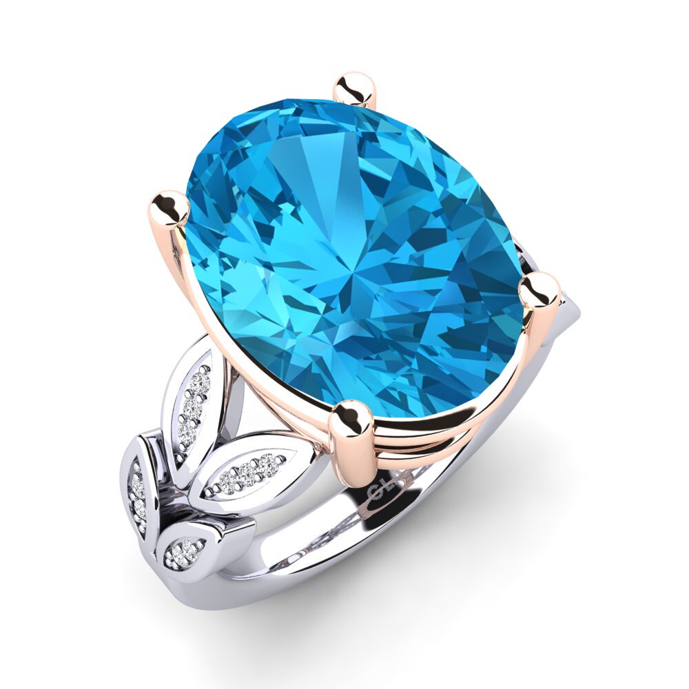 18k Oro Blanco & Rosa Anillo Pamila