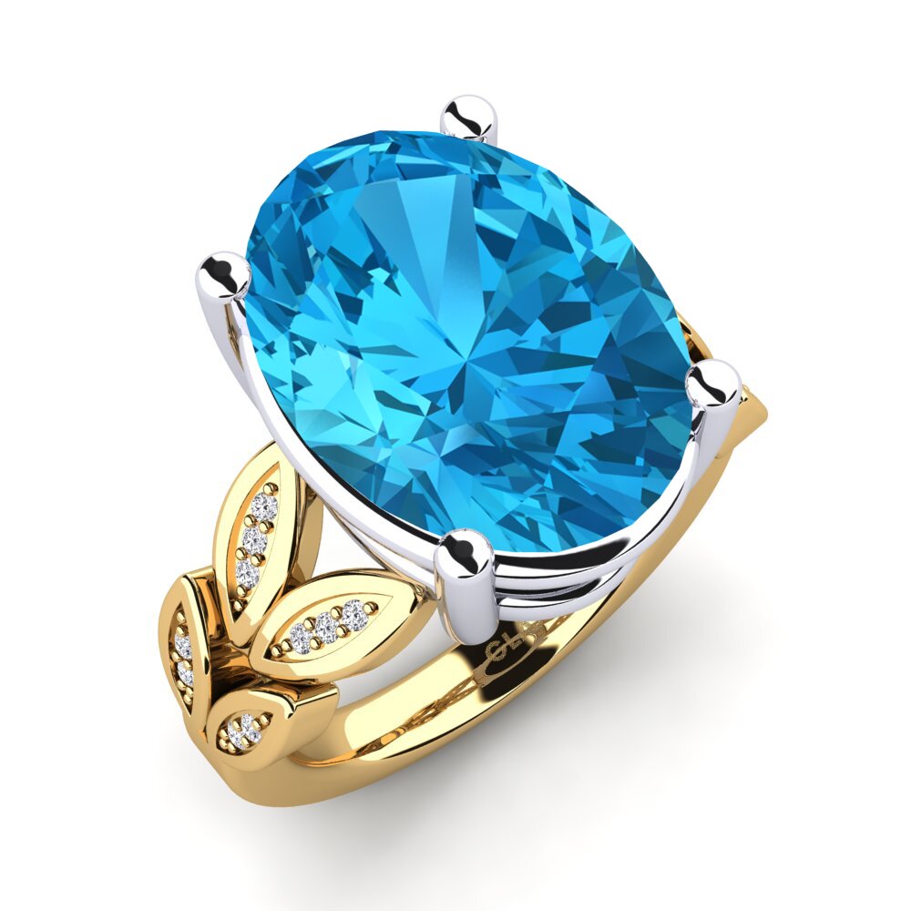 9k Oro Amarillo & Blanco Anillo Pamila