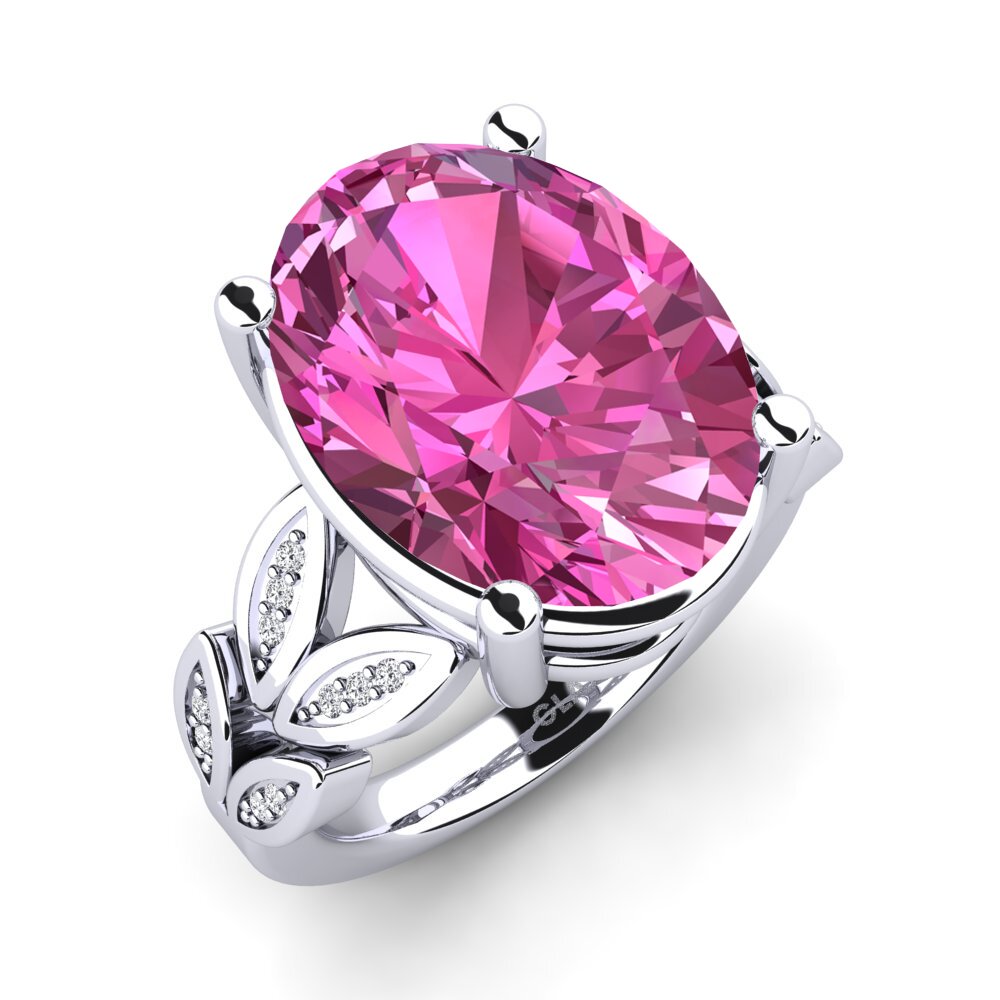14k White Gold Pink Topaz Ring Pamila
