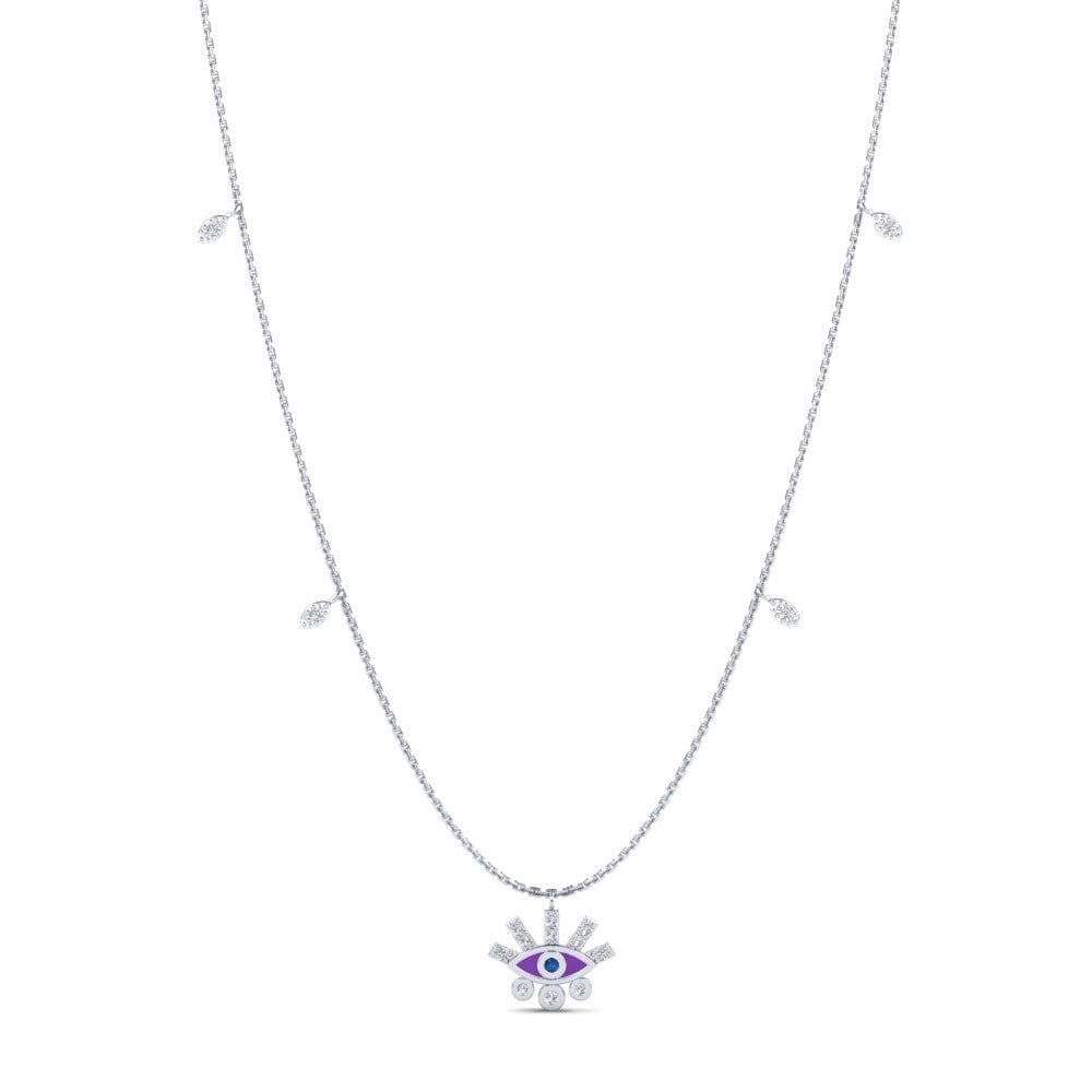 Plata 925 Circonita Azul Oscuro Collar de Mujer Pamphy