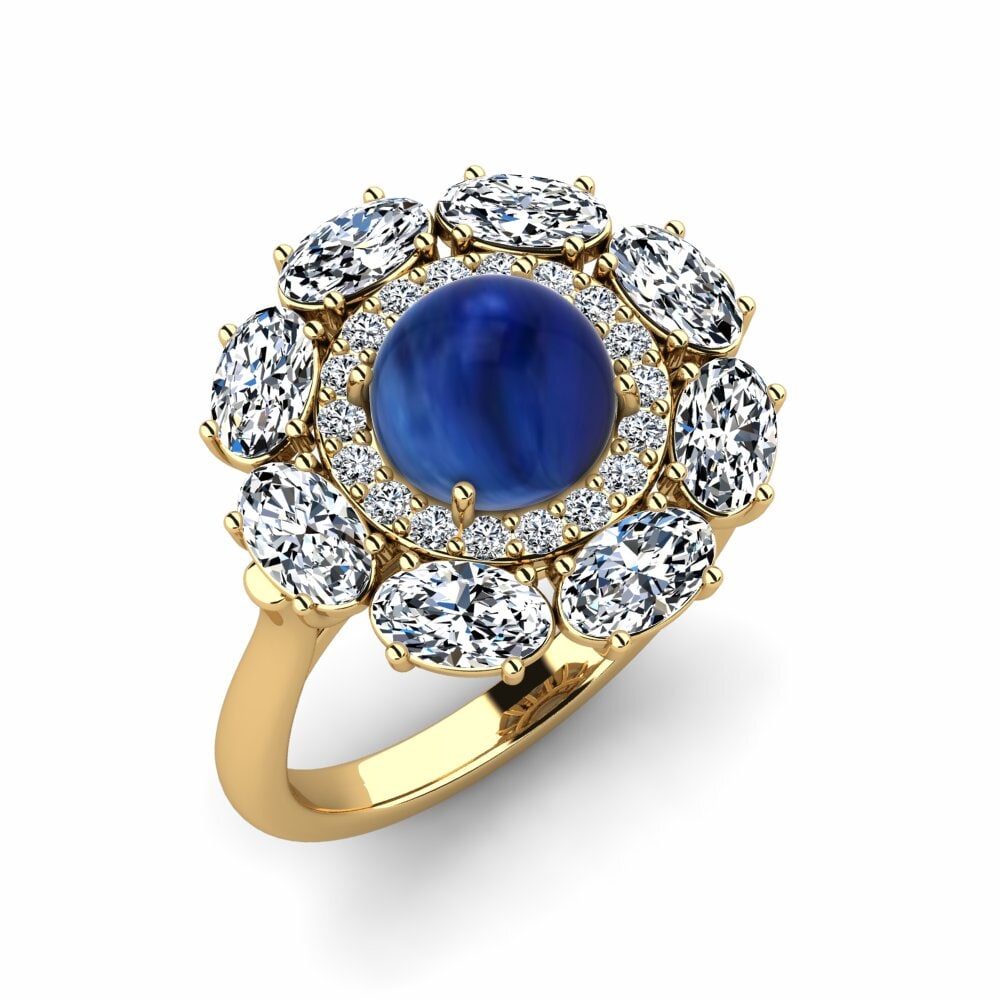 Or Jaune 18k Saphir Cabochon Bague Panadda