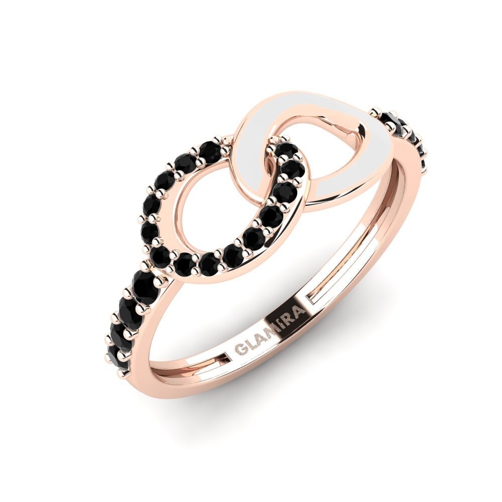 14k Oro Rosa Ónix Negro Anillo apilable Panaghiusa