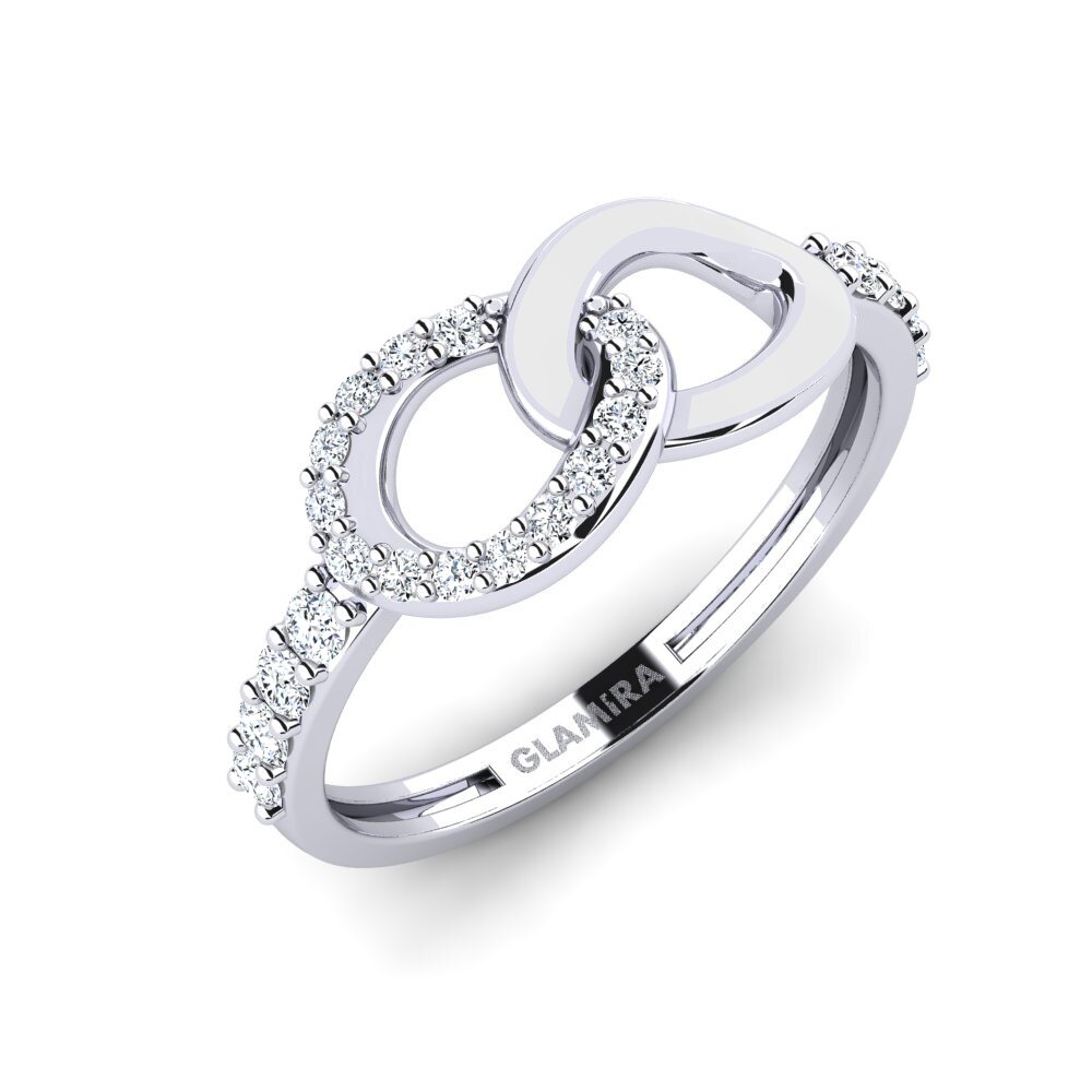 14k Oro Blanco Circonita Anillo apilable Panaghiusa