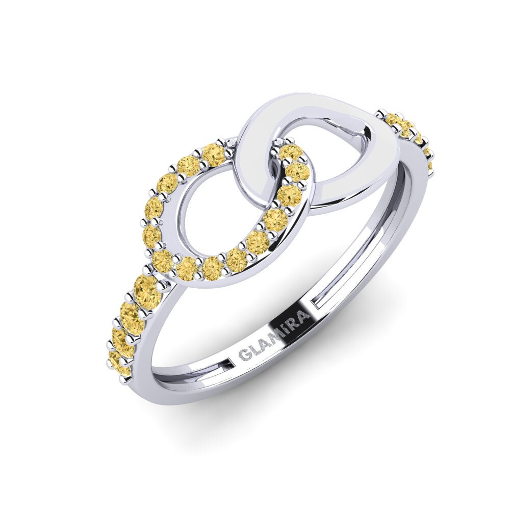 Plata 925 Diamante Amarillo Anillo apilable Panaghiusa