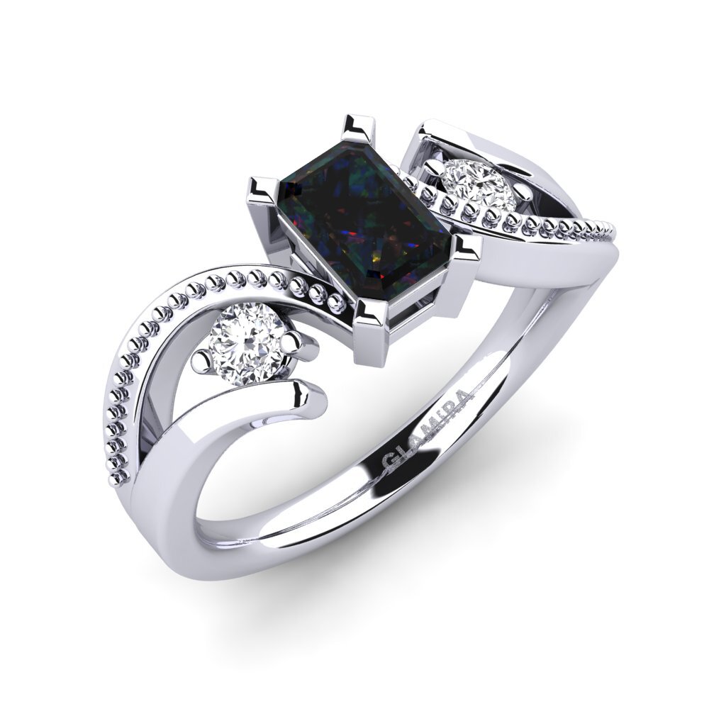 Black Opal Engagement Ring Panaye