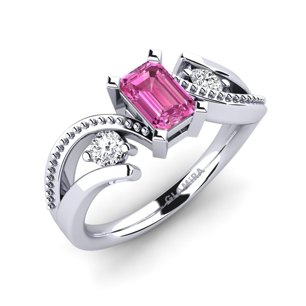 Emerald Cut Pink Topaz Engagement Ring Panaye