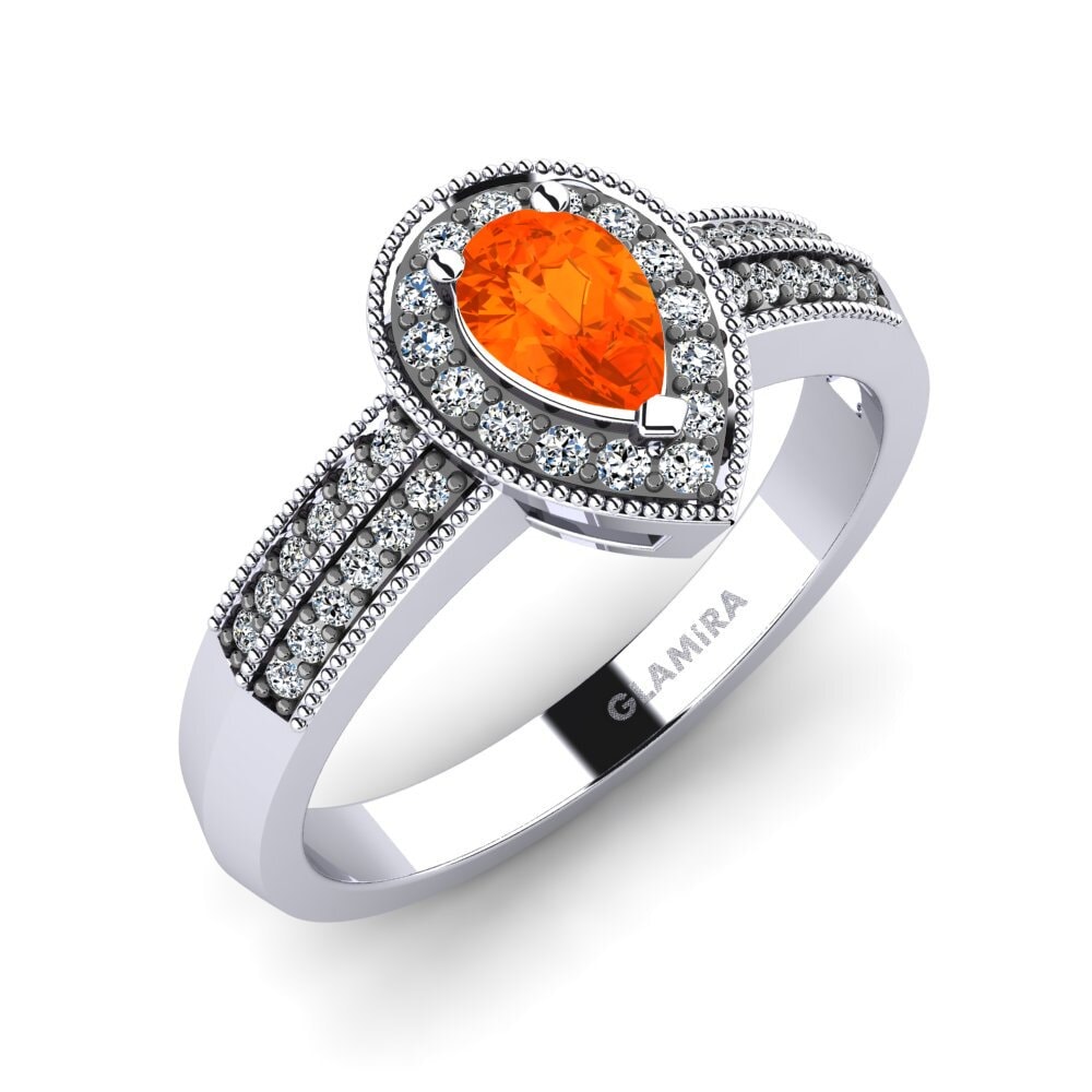 Fire Opal Engagement Ring Heartbeat