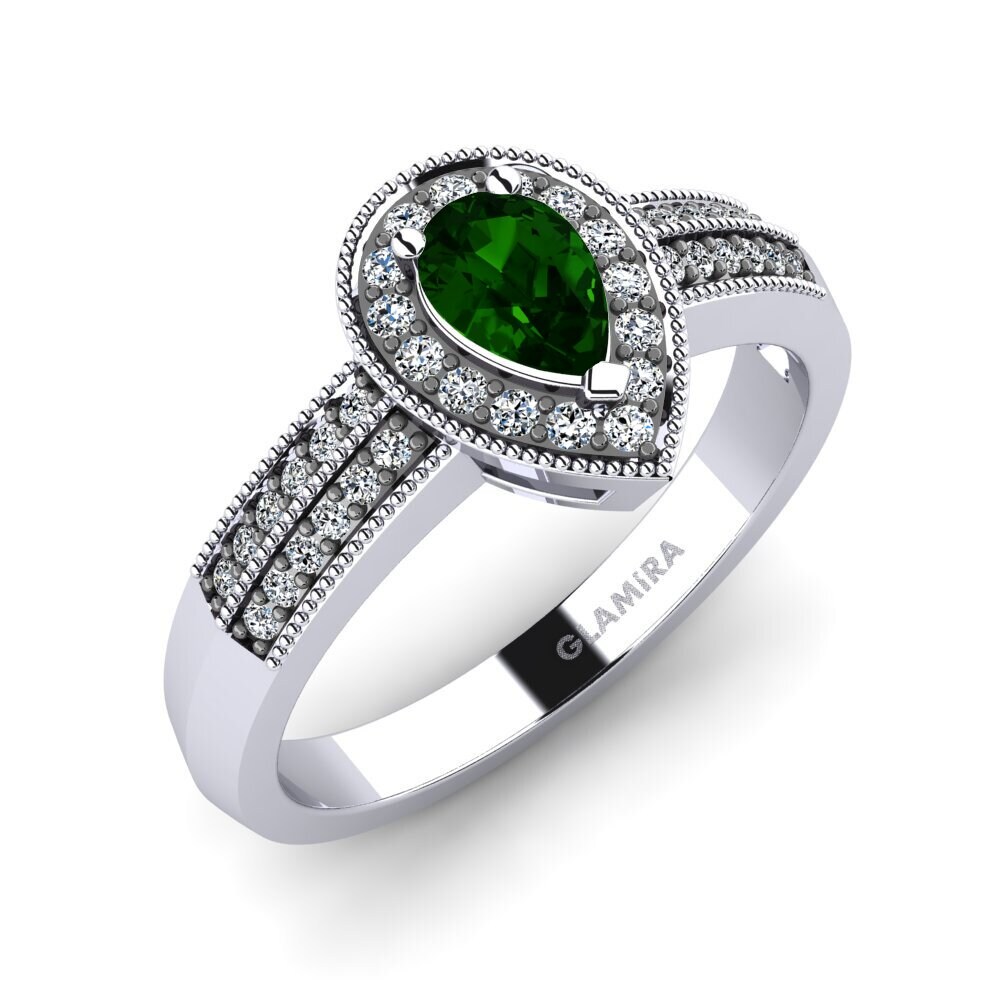 Pear Green Tourmaline Engagement Ring Heartbeat