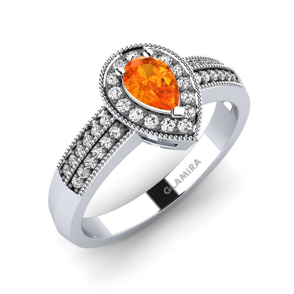 Orange Sapphire Engagement Ring Heartbeat