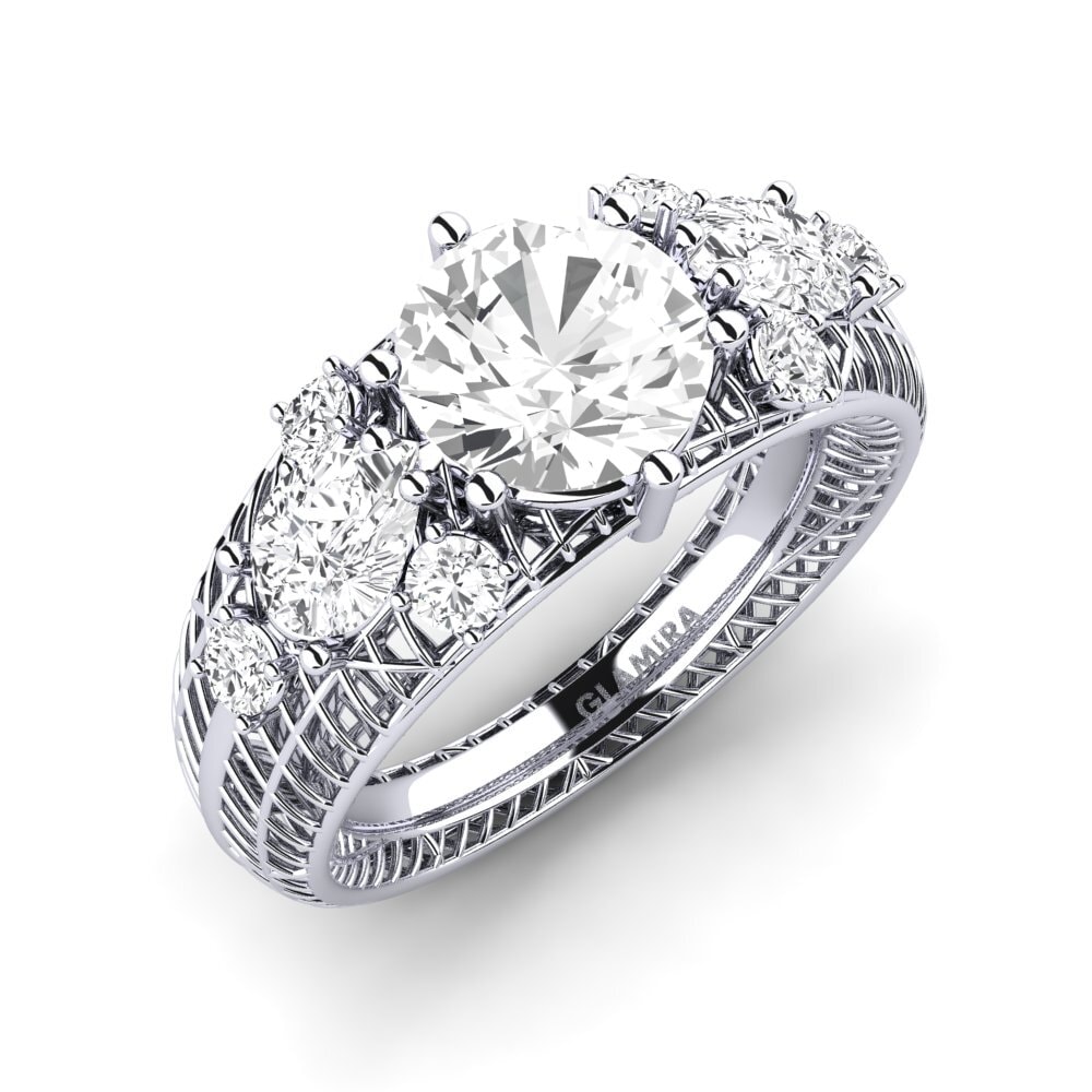 925 Prata de lei diamante-safira Anel de Noivado Pangani