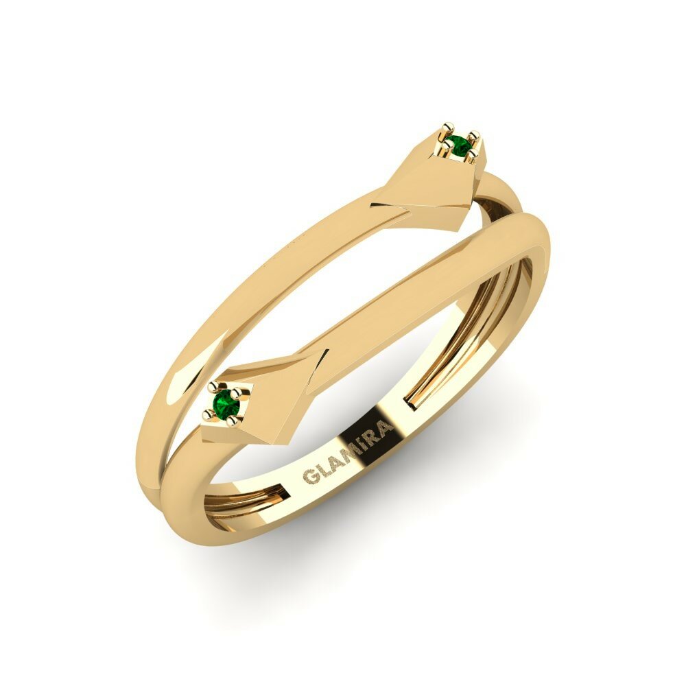 Or Jaune 18k Zircone Vert Bague Panganina