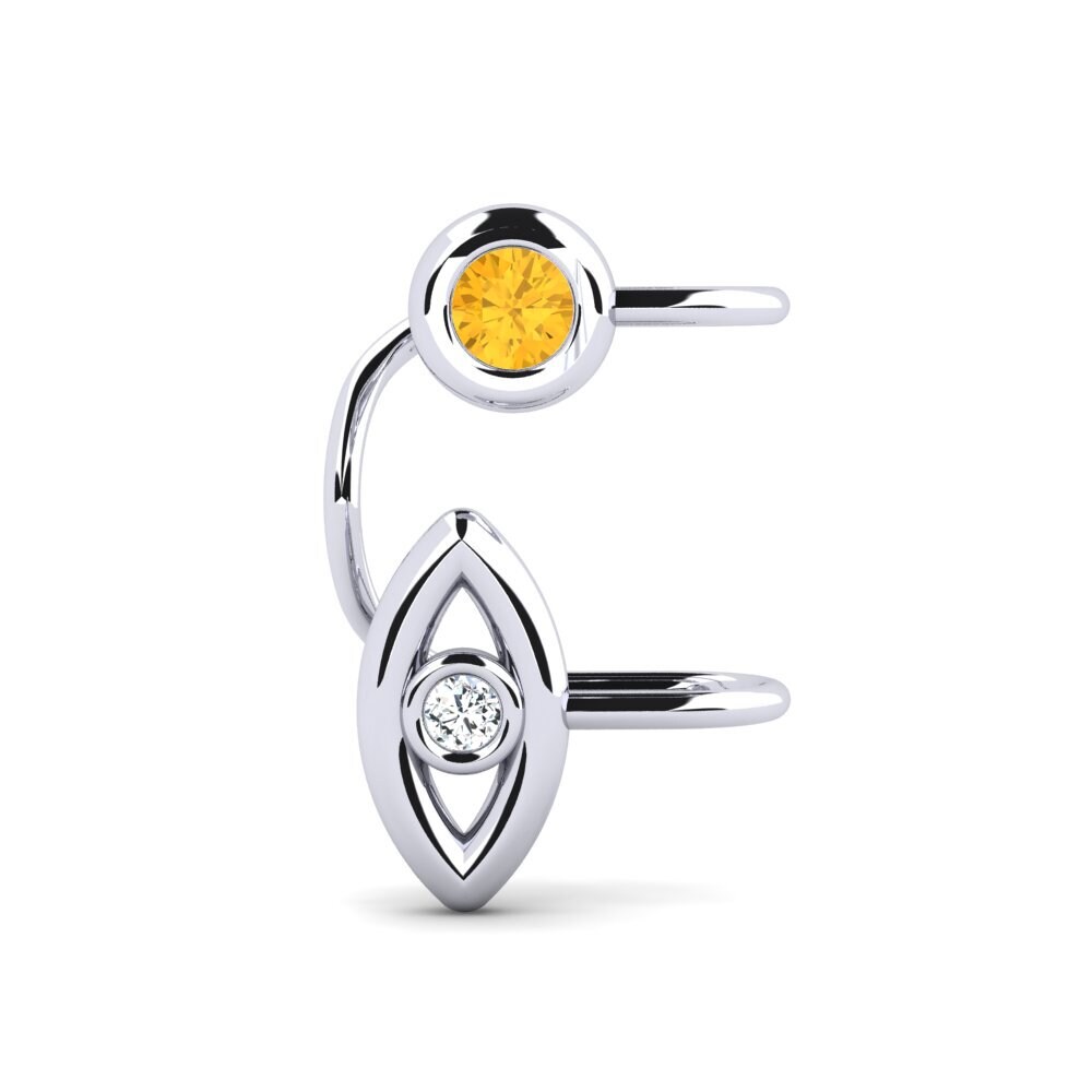 950 Platinum Citrine Women's Earring Pape