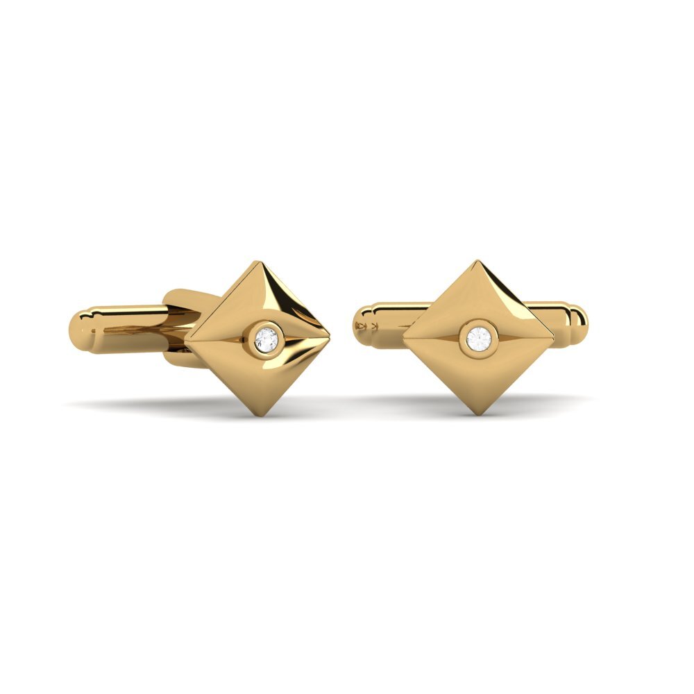 14ct Yellow Gold White sapphire Cufflink Papilion