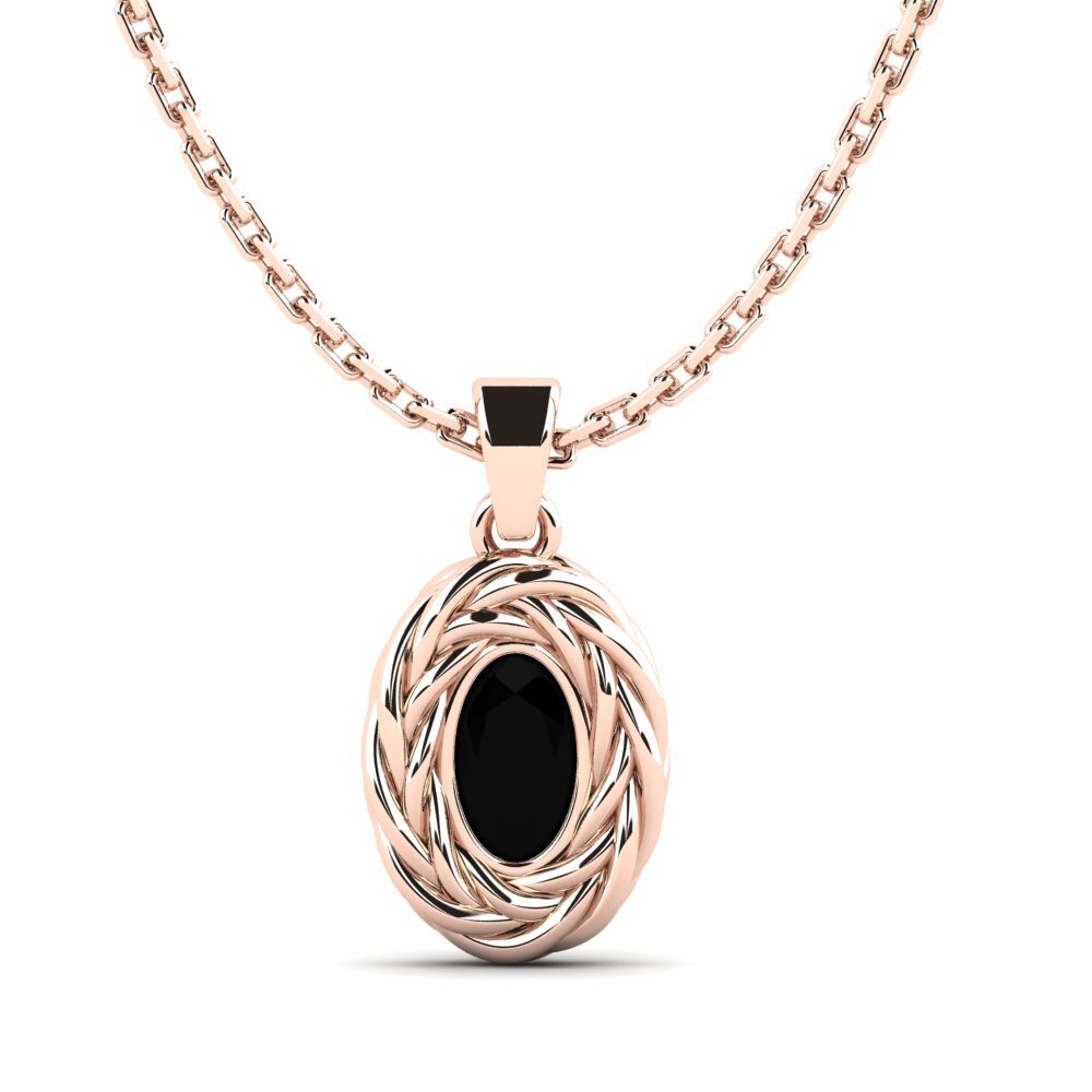 9ct Rose Gold Black Onyx Women's Pendant Paradise