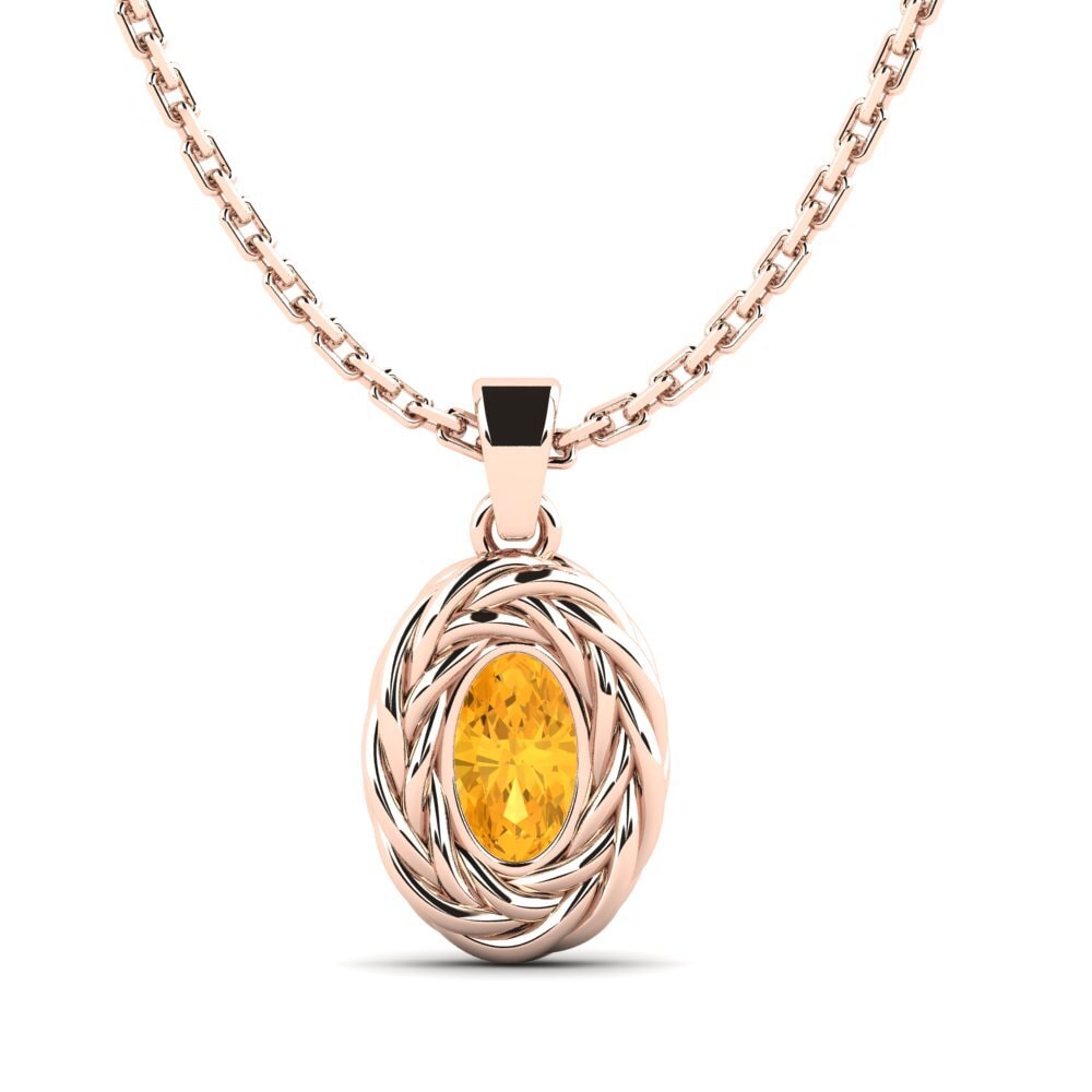 9ct Rose Gold Citrine Women's Pendant Paradise