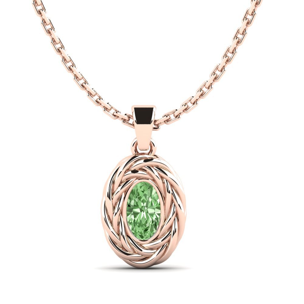 18ct Rose Gold Green Diamond Women's Pendant Paradise