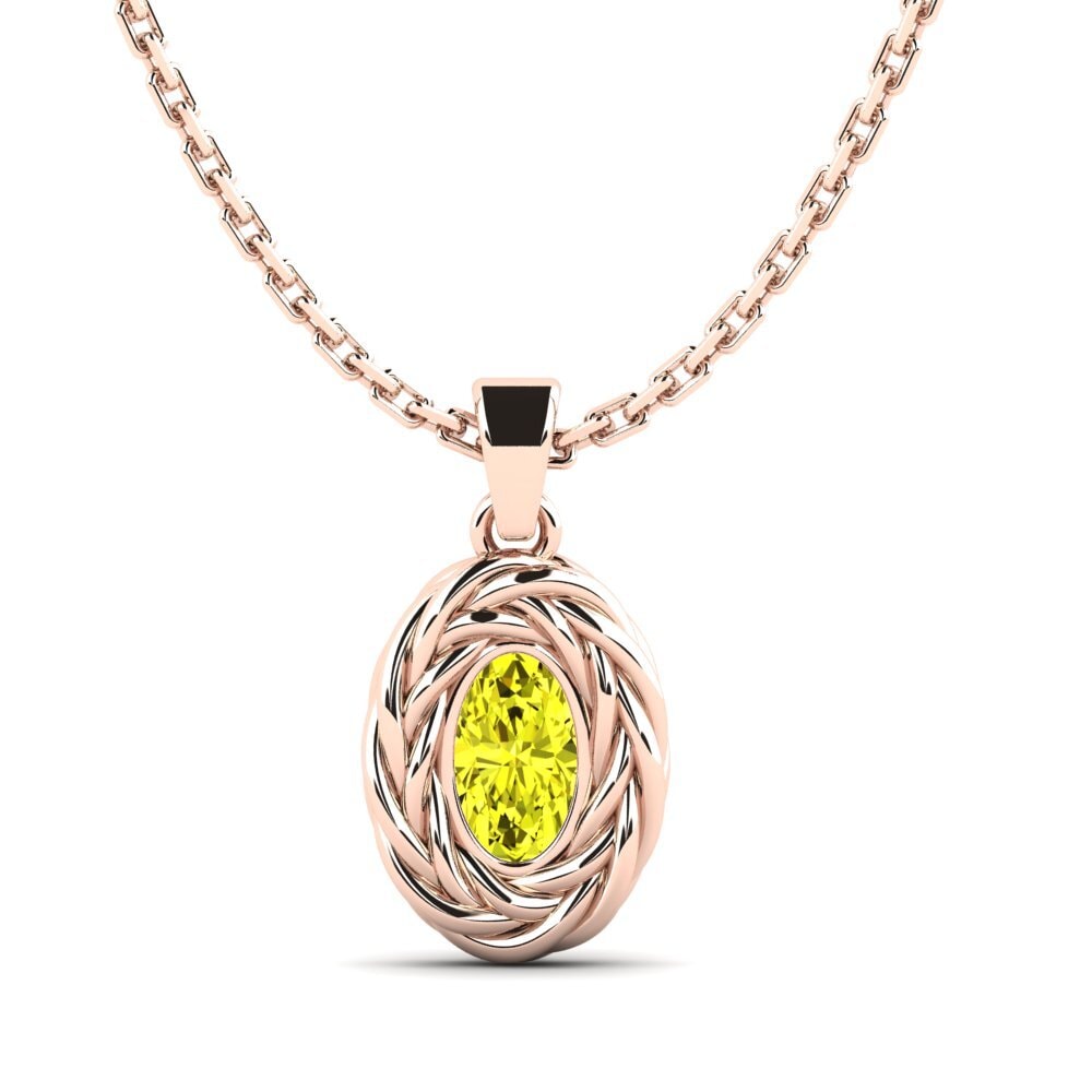 9ct Rose Gold Yellow Diamond Women's Pendant Paradise