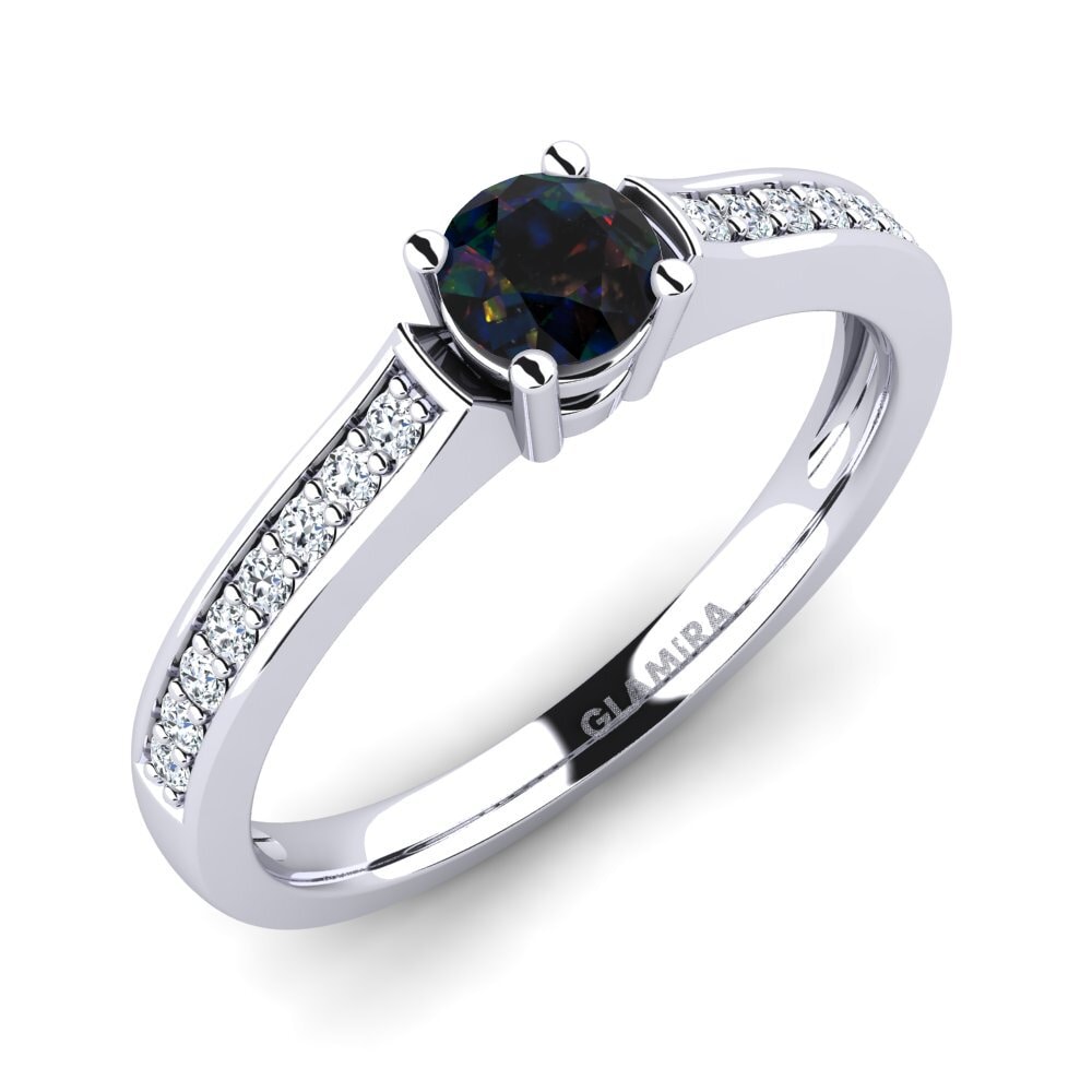 950 Platinum Black Opal Engagement Ring Paris