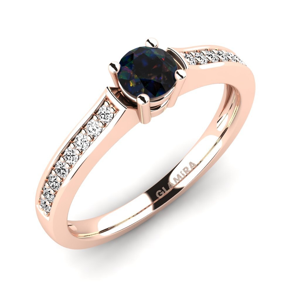 18k Oro Rosa Opalo Negro Anillo de compromiso Paris