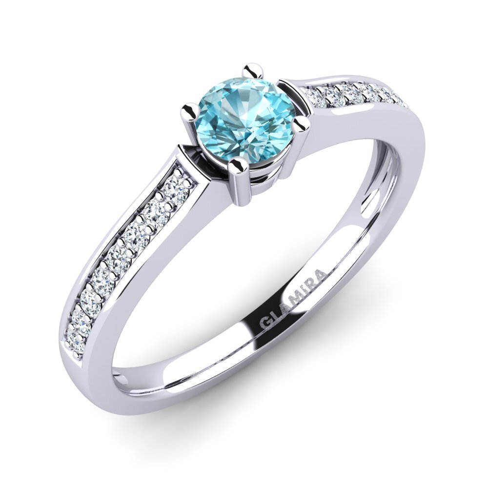 950 Platinum Blue Zircon Engagement Ring Paris