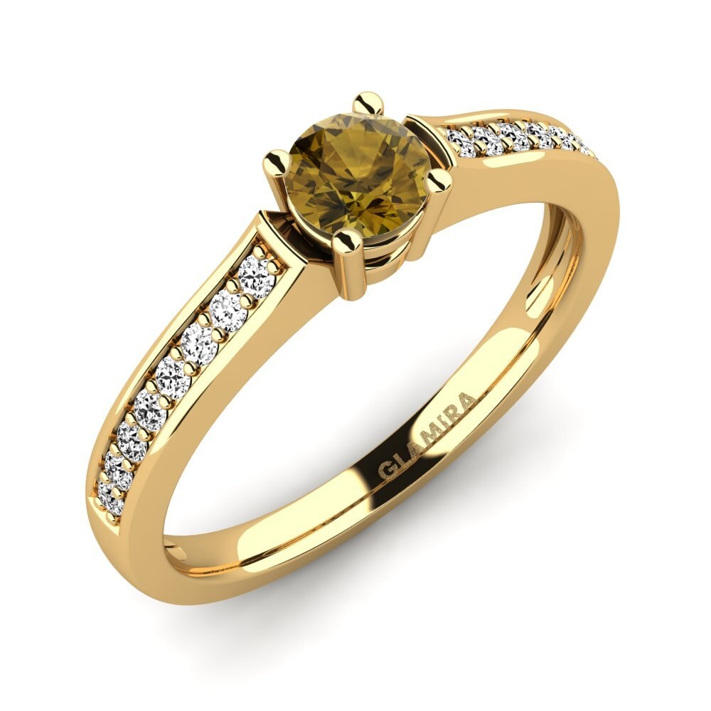 14K Yellow Gold Brown Zircon Engagement Ring Paris