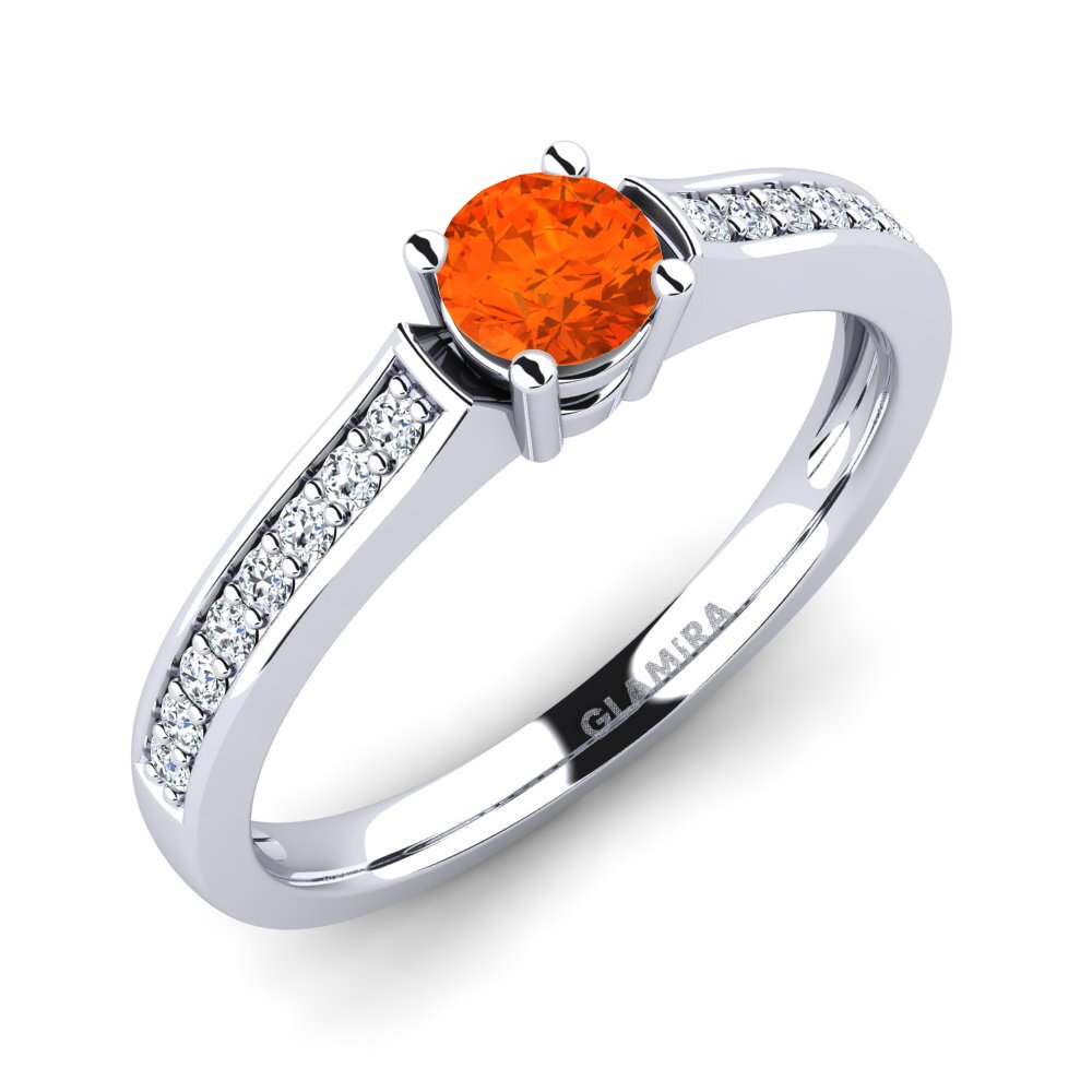 9ct White Gold Fire Opal Engagement Ring Paris
