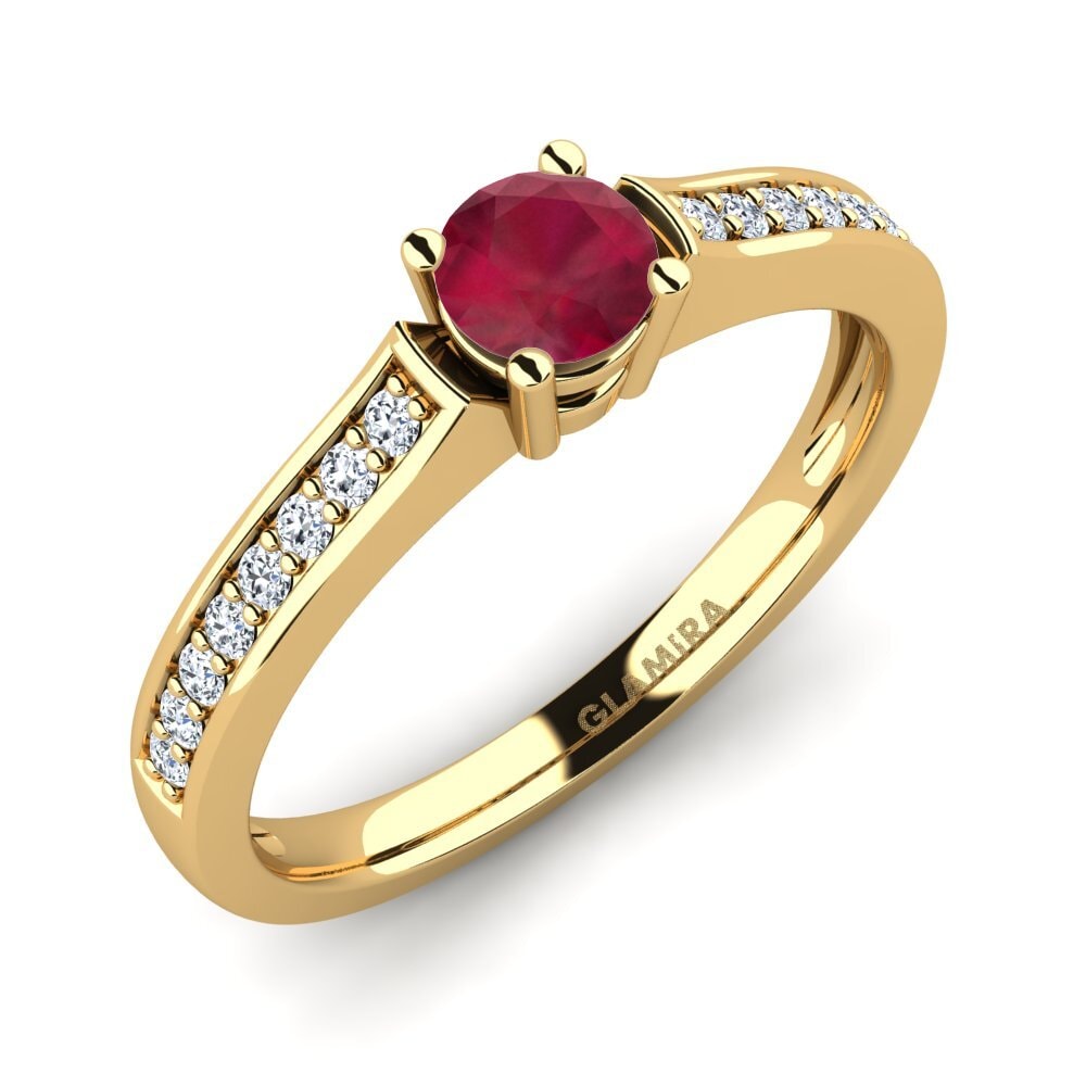 14ct Yellow Gold Ruby Engagement Ring Paris