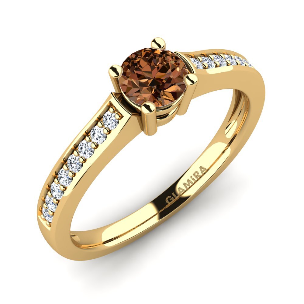 14ct Yellow Gold Brown Diamond Engagement Ring Paris 0.5 crt