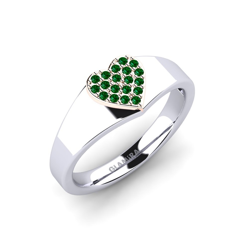 14ct White / Rose Gold Green Zirconia Ring Parma
