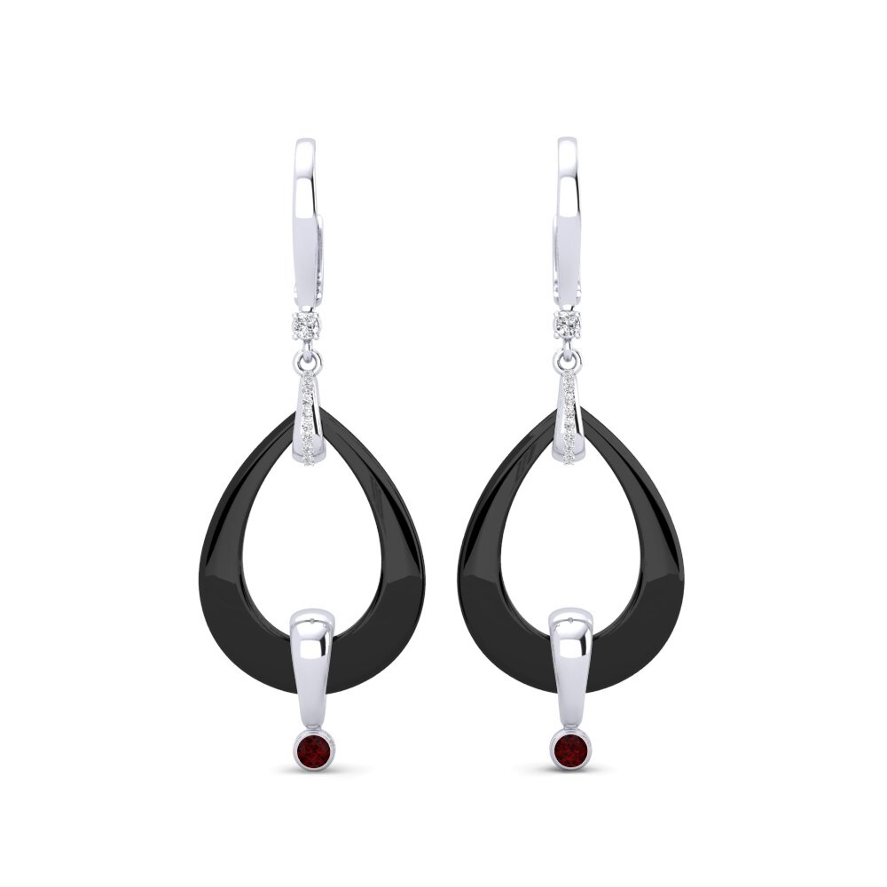 950 Platinum Garnet Women's Earring Particia