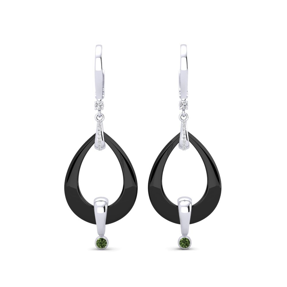 White Silver Green Sapphire Women's Earring Particia