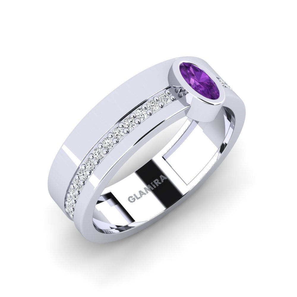 White Silver Amethyst Engagement Ring Participatory
