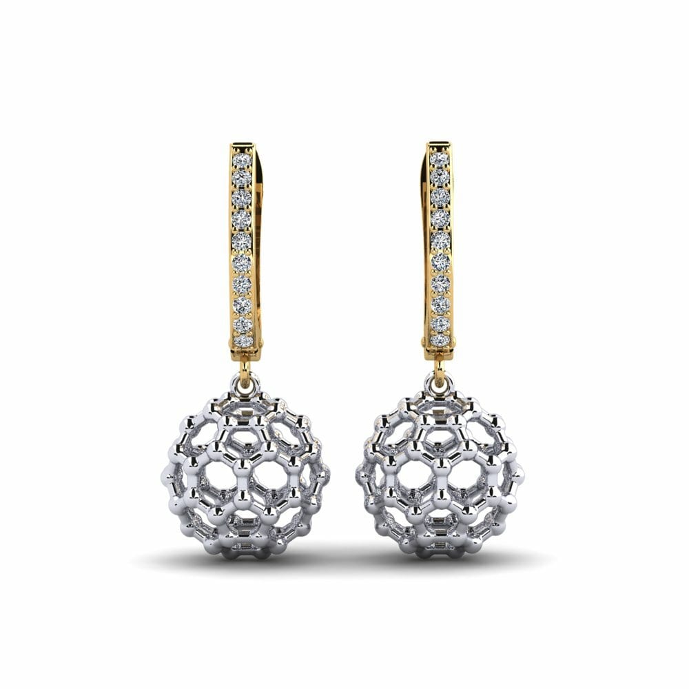 14k Oro Amarillo & Blanco Pendiente de mujer Particolarmente