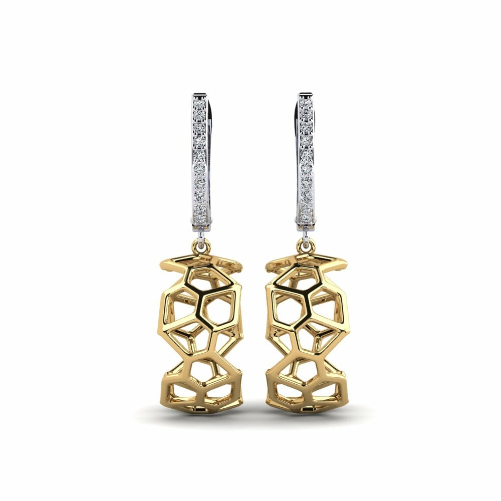 14k Oro Amarillo & Blanco Pendiente de mujer Partito