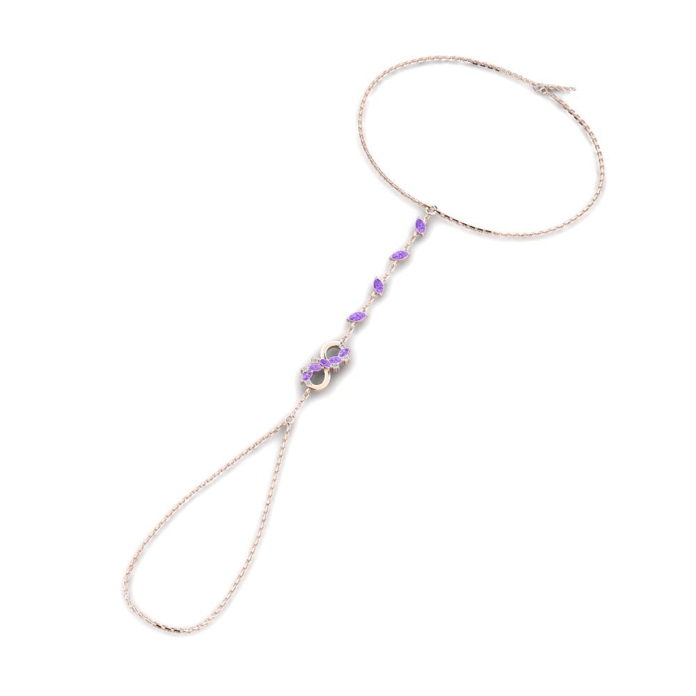 9ct Rose Gold Amethyst Finger Bracelet Parvus