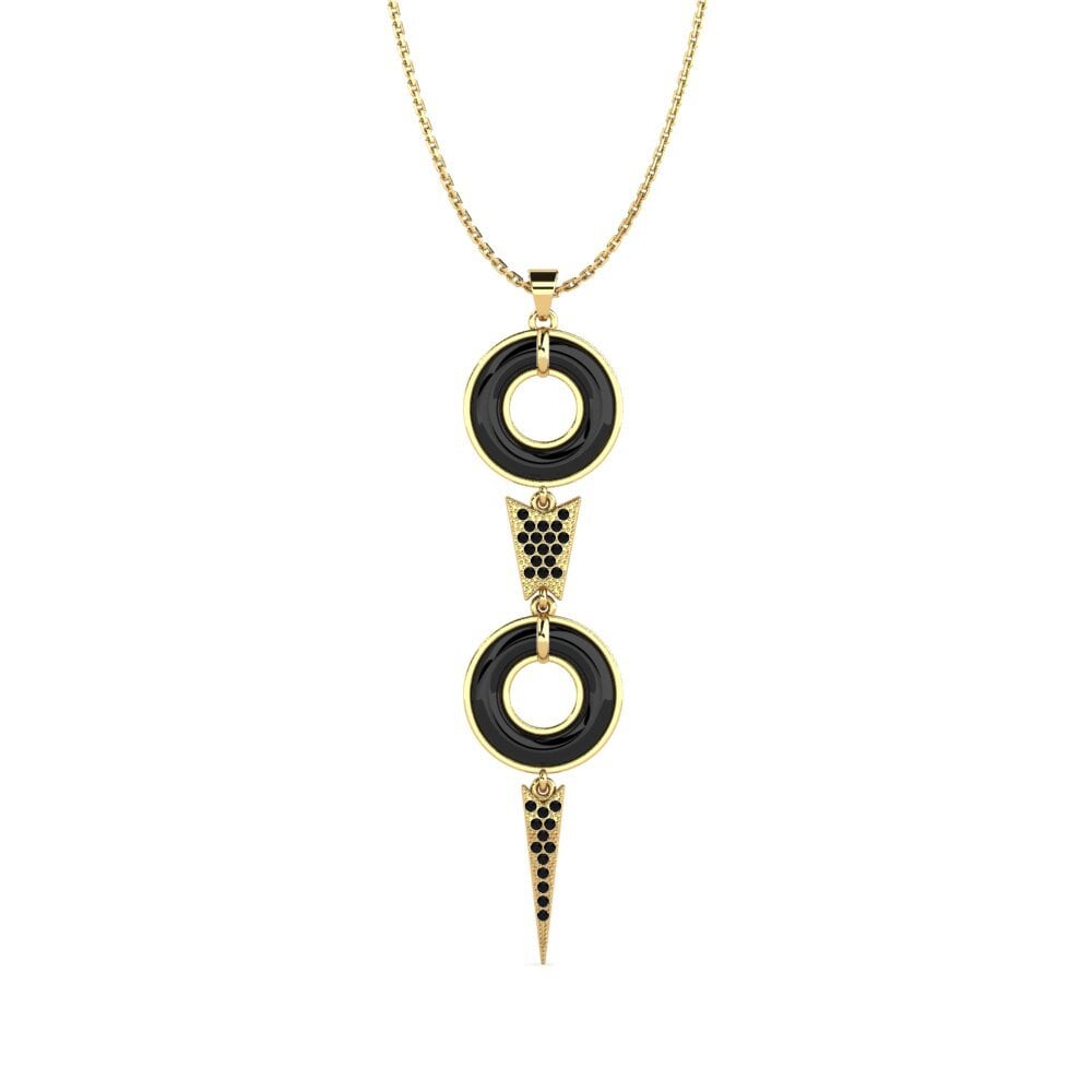 9ct Yellow Gold Black Onyx Women's Pendant Pascarelli