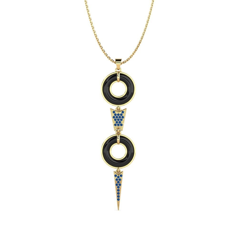 9ct Yellow Gold Dark Blue Zirconia Women's Pendant Pascarelli