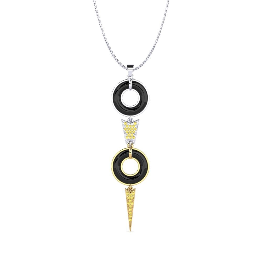 14ct White & Yellow Gold Yellow Sapphire Women's Pendant Pascarelli