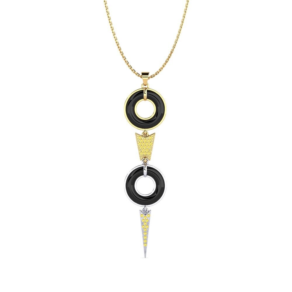 9k Yellow & White Gold Yellow Sapphire Women's Pendant Pascarelli