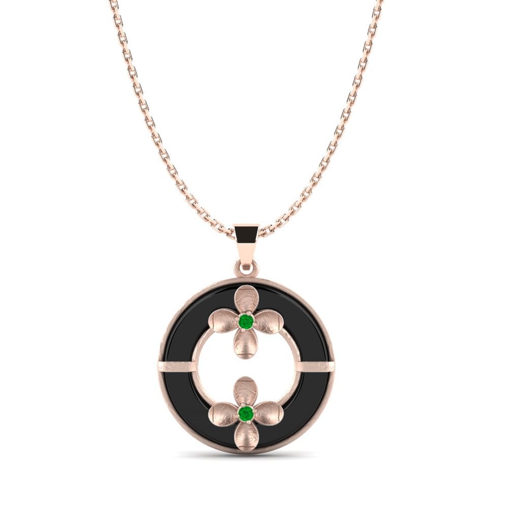 9ct Rose Gold Emerald Women's Pendant Pasquale