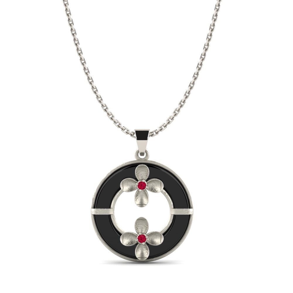 18ct White Gold Ruby Women's Pendant Pasquale