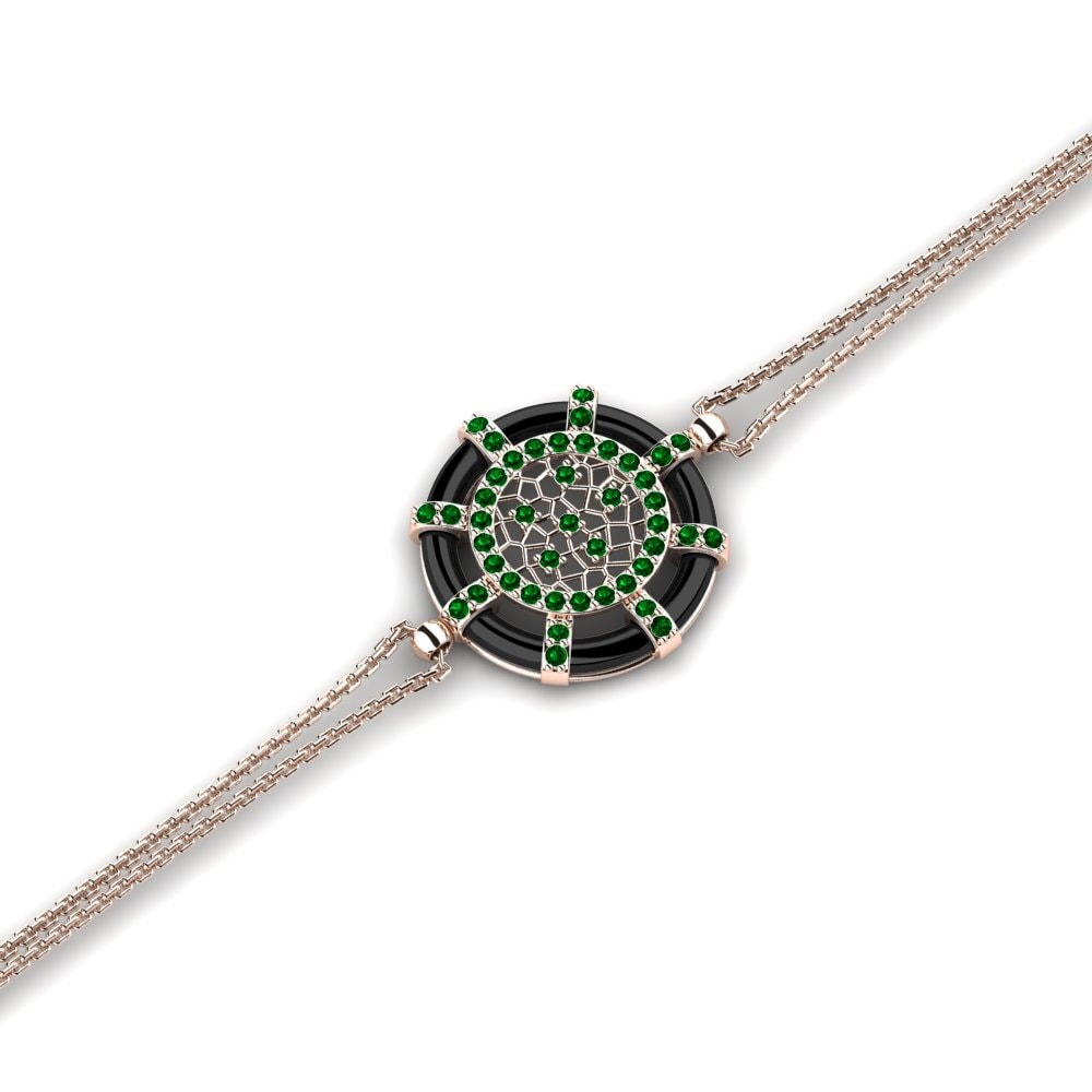 14k Oro Rosa Circonita Verde Pulsera de Mujer Passarelli