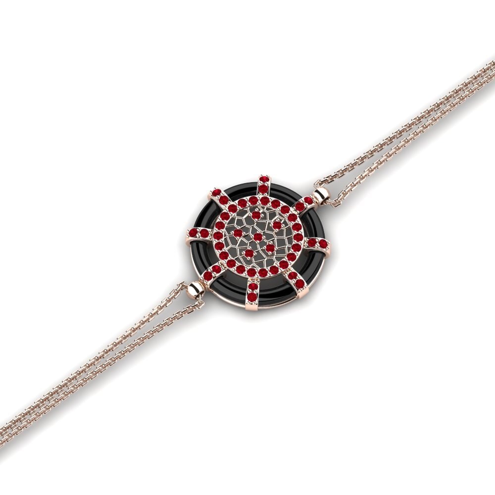 14k Oro Rosa Circonita Roja Pulsera de Mujer Passarelli