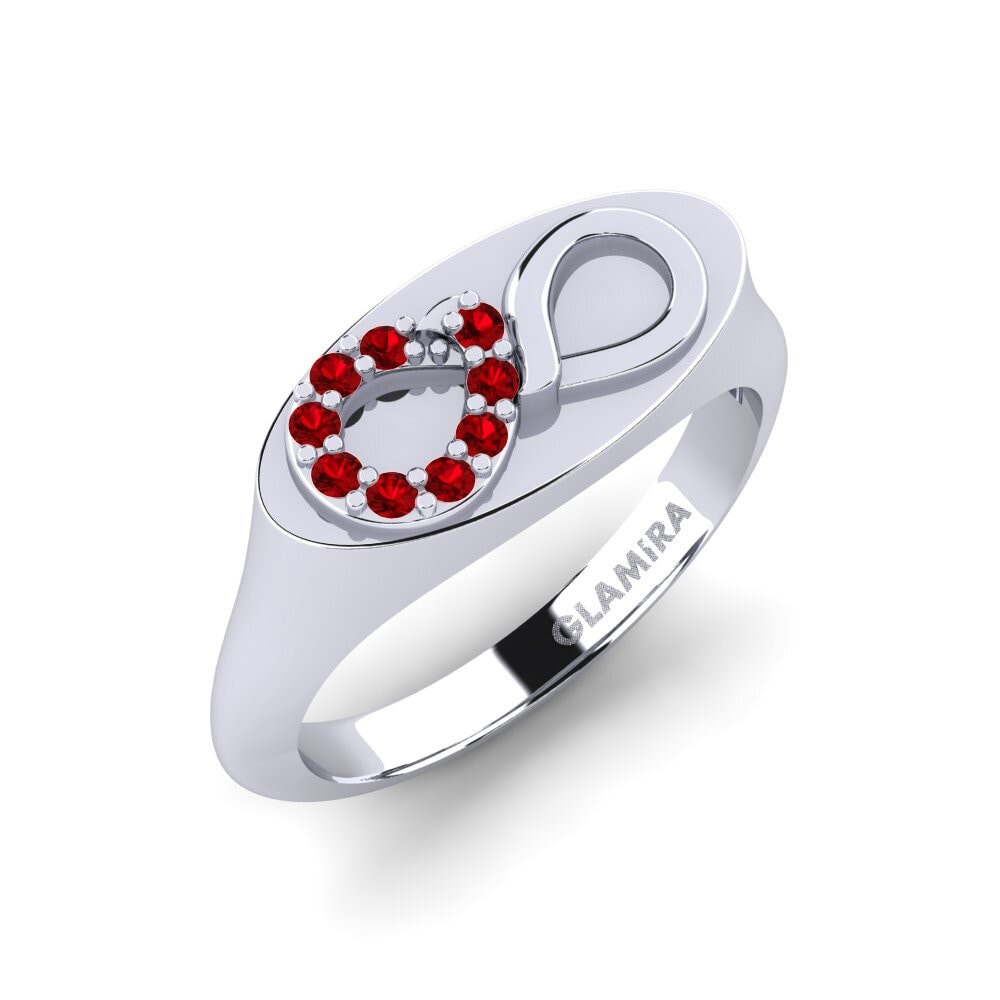 950 Platinum Red Zirconia Pinky Ring Passy