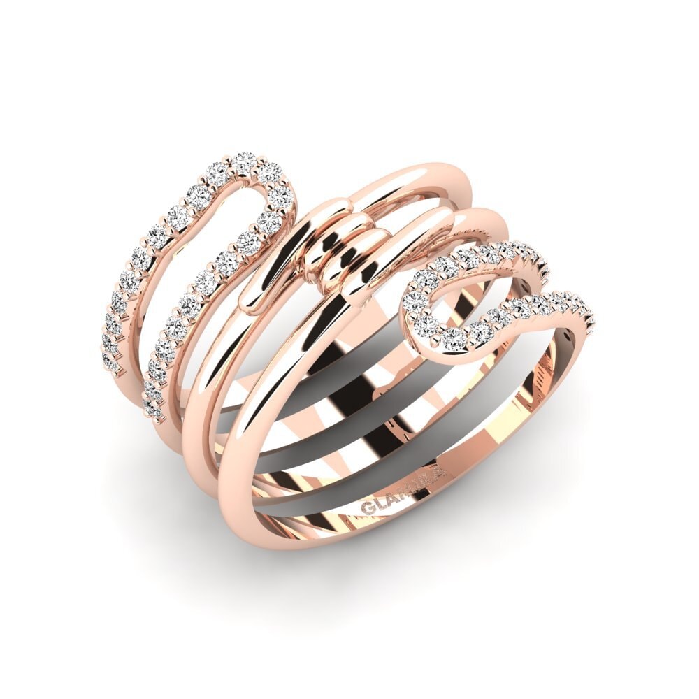 14k Oro Rosa Moissanita Anillo Pastiche