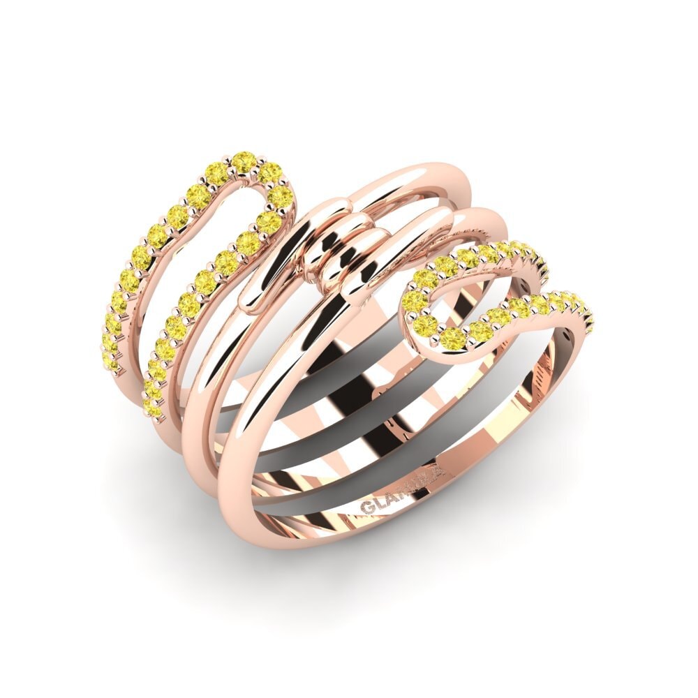 9k Oro Rosa Zafiro amarillo Anillo Pastiche