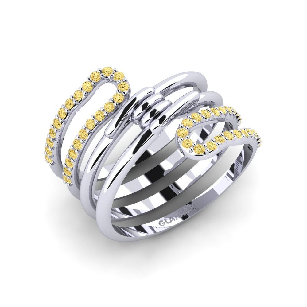 Plata 925 Diamante Amarillo Anillo Pastiche