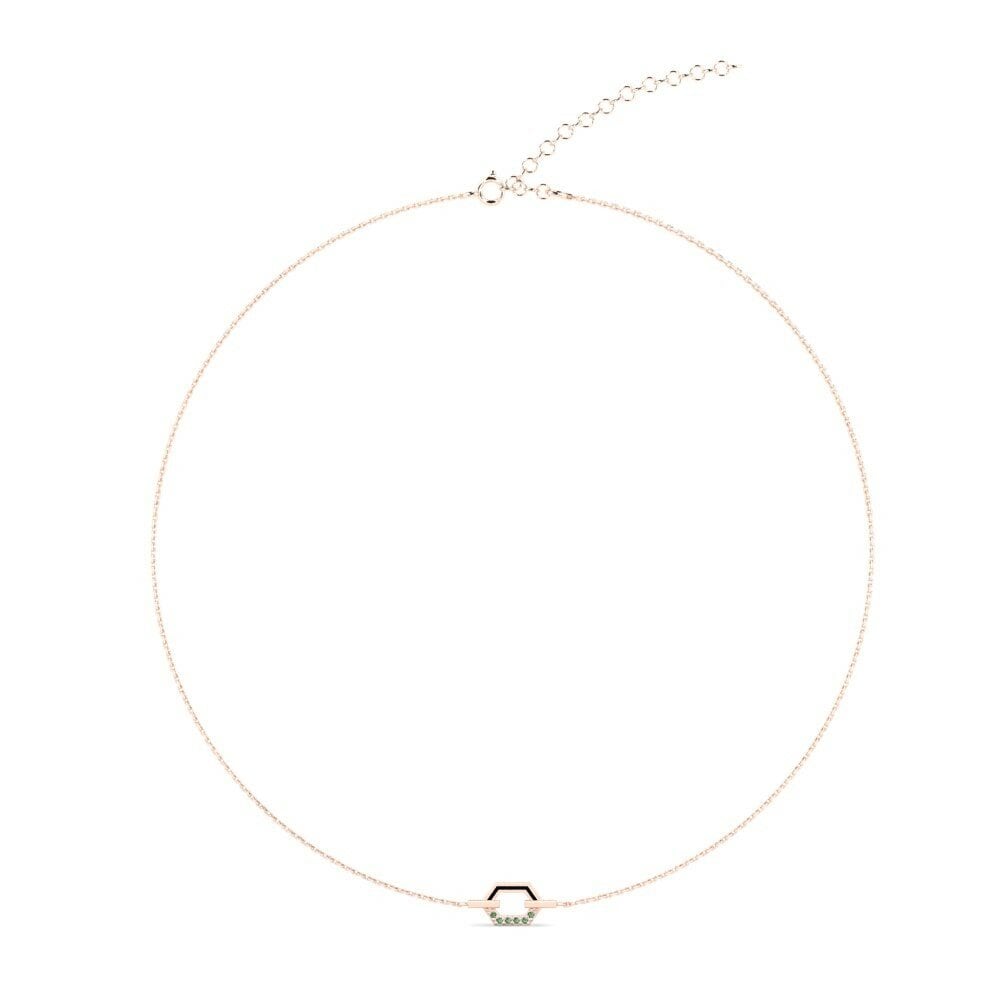 Vàng Hồng 9K Kim Cương Xanh Lá Cây Dây chuyền choker nữ Pasyblom